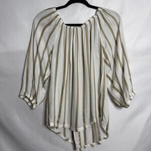 Deja Bleu Boho Peasant Blouse Small 100% Rayon Balloon Sleeve Cottagecore